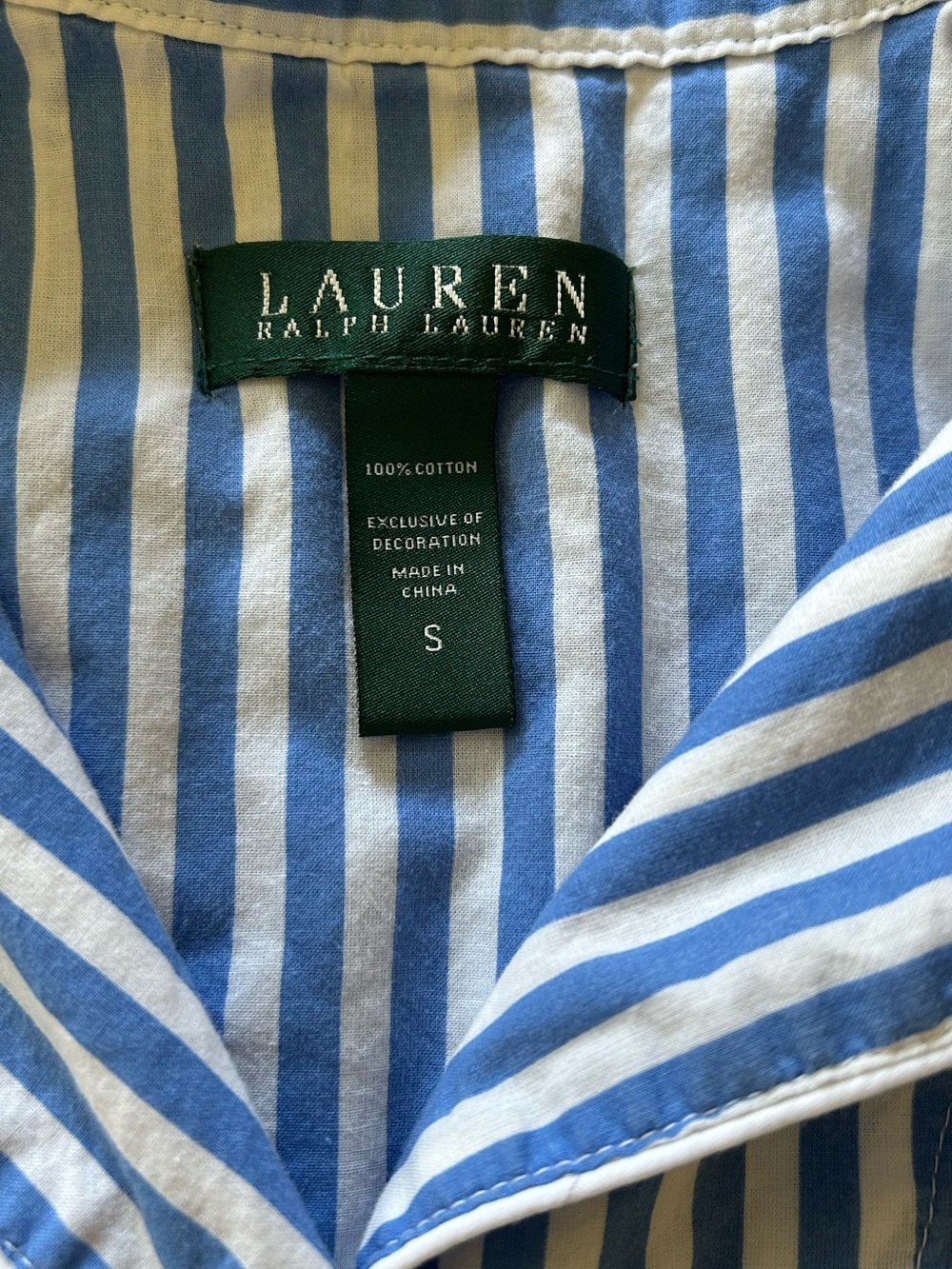 LRL Pajama Short Set Blue and White Stripes Size Small - Picture 1 of 4